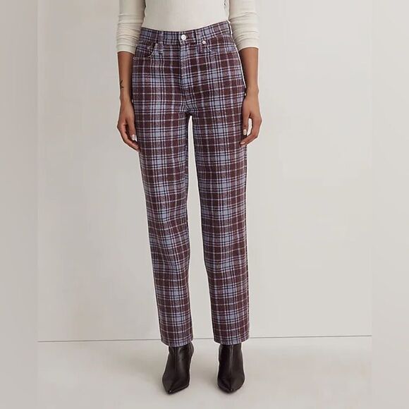 Madewell The Perfect Vintage Straight Jean in Cabernet Plaid - Picture 1 of 16